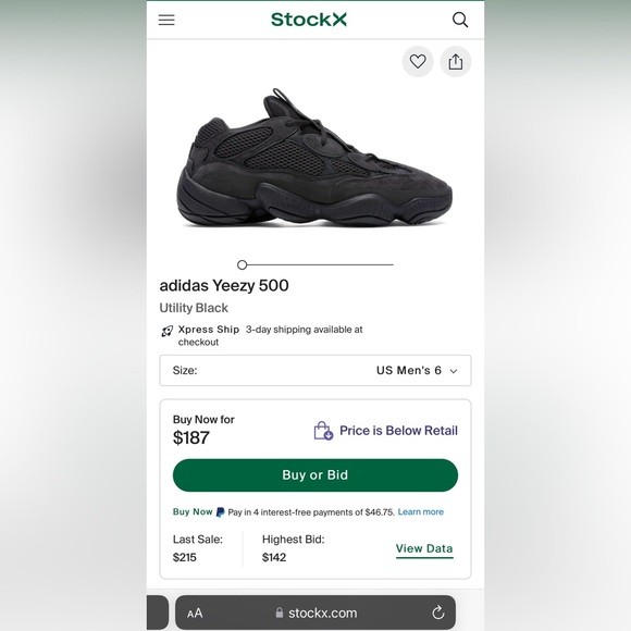 YEEZY 500 Black - US 6 Mens - Picture 8 of 9